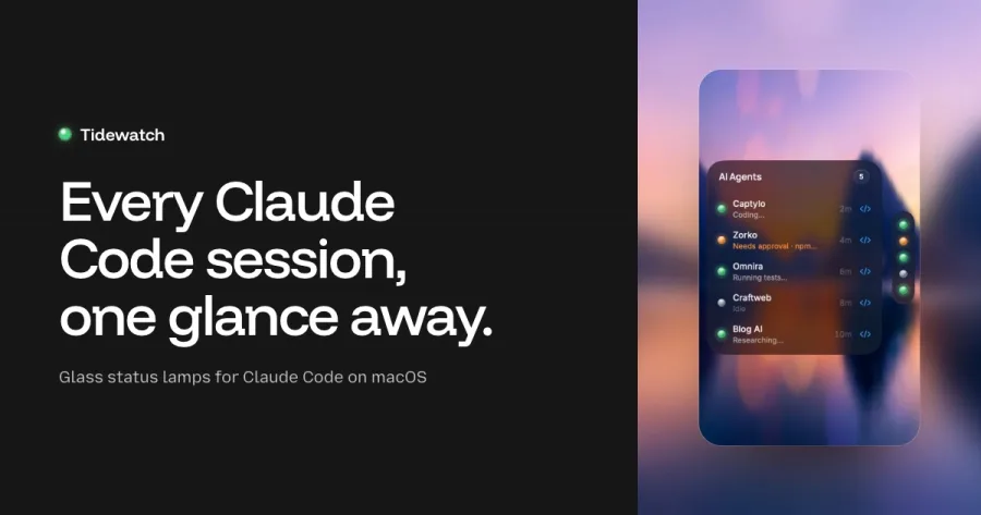 Tidewatch: glass status lamps for Claude Code sessions on macOS