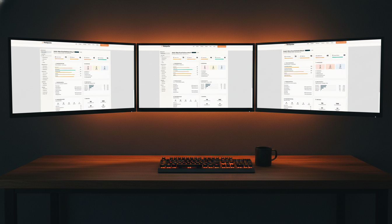 SiteSpector feature grid on sitespector.app — Wszystko czego potrzebujesz do Optymalizacji: crawling SEO, CWV, visibility, AI Overviews, Action Cards, persona modes, Scoped Reports, Execution Plan with code
