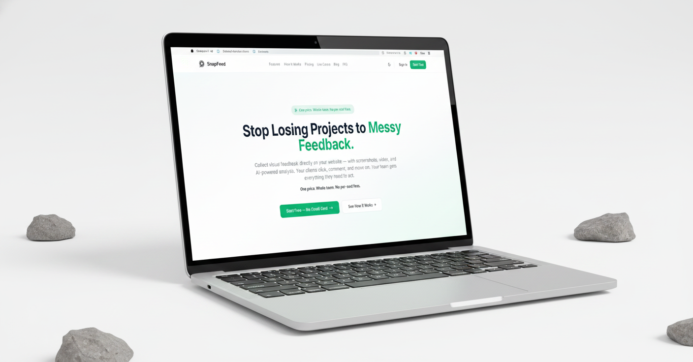 SnapFeed landing page — Stop Losing Projects to Messy Feedback